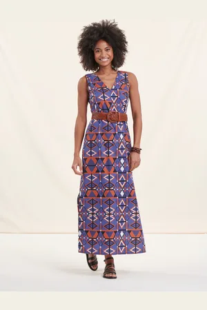 La Fee Maraboutee Robe longue dos nu en coton imprimé ethnique