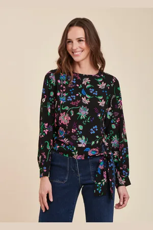 La Fee Maraboutee Top ample manches longues fleuri encolure ronde