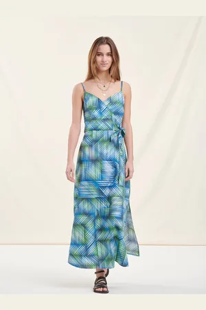 La Fee Maraboutee Robe longue habillée en coton vert menthe