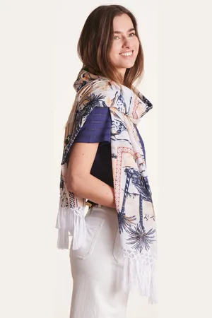 La Fee Maraboutee Foulard imprimé en coton beige