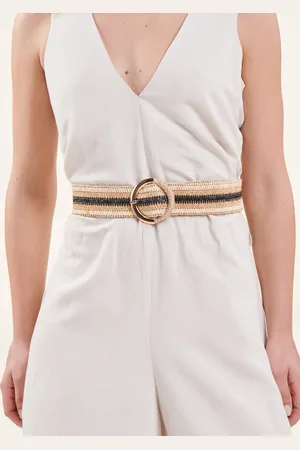 La Fee Maraboutee Ceinture rayée et beige élastiquée