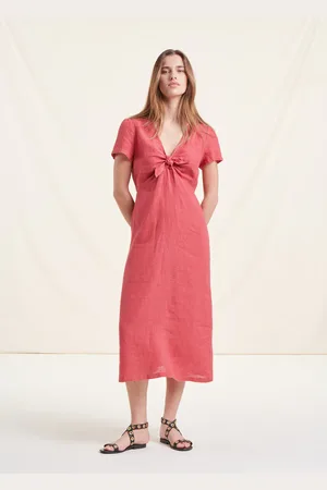 La Fee Maraboutee Robe longue corail en lin