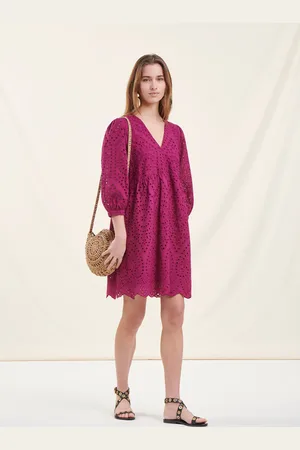 La Fee Maraboutee Robe courte en coton violette broderie anglaise