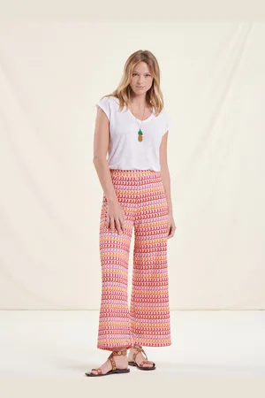 La Fee Maraboutee Pantalon ample en crochet multicolore orange