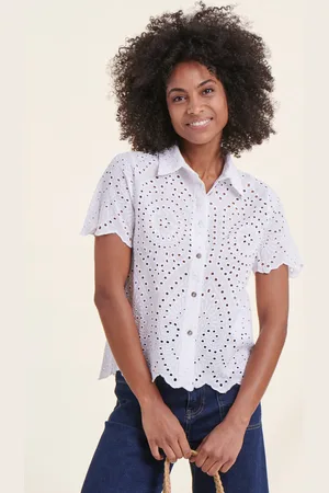 La Fee Maraboutee Chemise blanche en broderie anglaise manches courtes