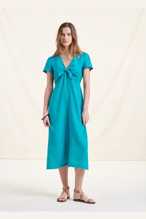 La Fee Maraboutee Robe longue bleu azur en lin