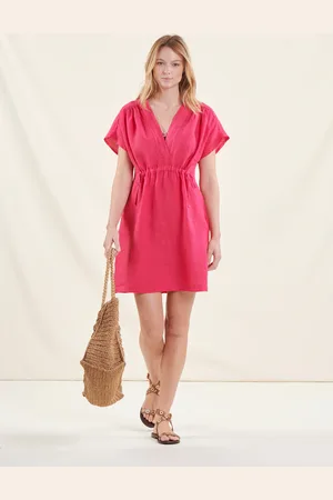 La Fee Maraboutee Robe courte rose fuchsia en lin