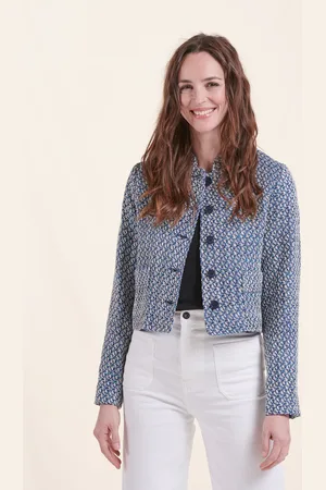 La Fee Maraboutee Veste bleue courte en tweed