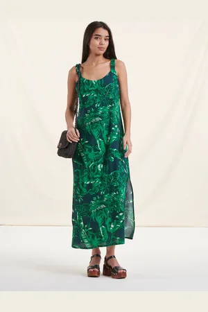 La Fee Maraboutee Robe longue bleu et à bretelles et imprimé