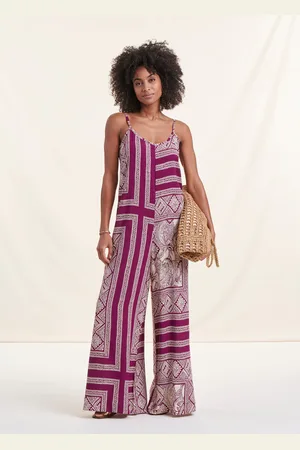 La Fee Maraboutee Combinaison ample violette à bretelles imprimé foulard