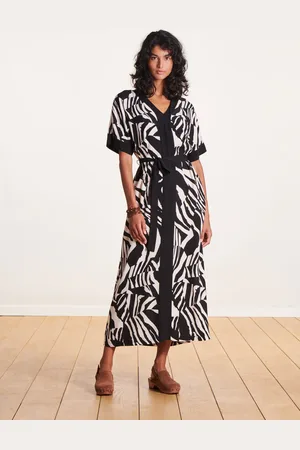 La Fee Maraboutee Robe longue fluide imprimé zèbre manches courtes