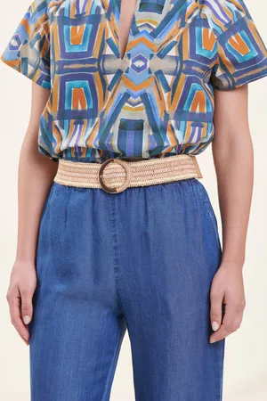 La Fee Maraboutee Ceinture rayée beige élastiquée