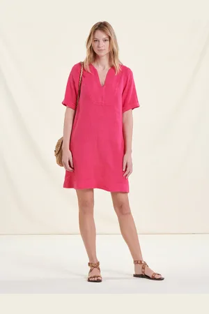 La Fee Maraboutee Robe courte rose fuchsia en lin
