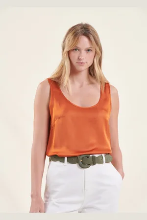 La Fee Maraboutee Top en satin sans manches encolure ronde