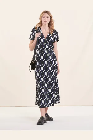 La Fee Maraboutee Robe longue portefeuille imprimé graphique manches courtes