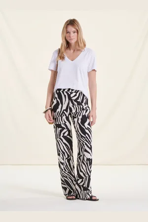 La Fee Maraboutee Pantalon fluide taille élastique imprimé zèbre