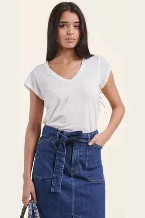 La Fee Maraboutee T-shirt écru en coton modal petites manches courtes