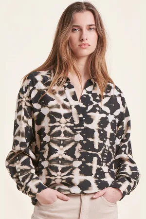 La Fee Maraboutee Top tie & dye noir et blanc à manches longues