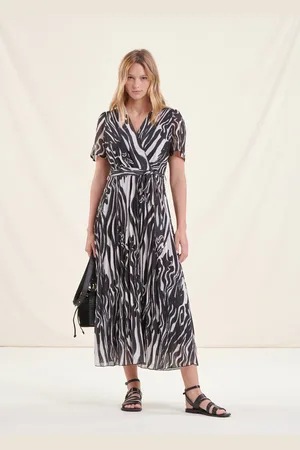 La Fee Maraboutee Robe longue plissée en voile à imprimé