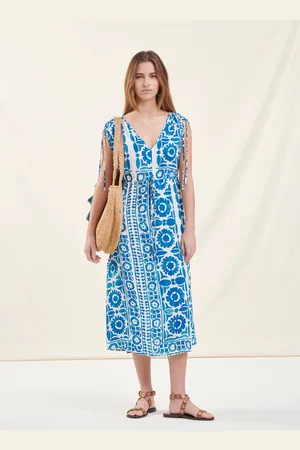 La Fee Maraboutee Robe mi-longue bleue à imprimé