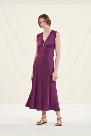 La Fee Maraboutee Robe longue fluide habillée prune