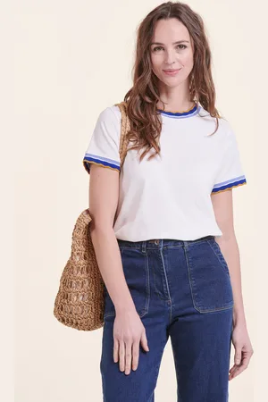 La Fee Maraboutee T-shirt écru en coton manches courtes