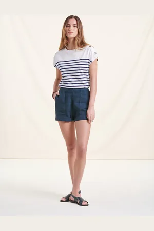 La Fee Maraboutee Short bleu pétrole en lin