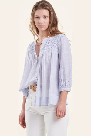 La Fee Maraboutee Chemisier bleu à fines rayures en coton biologique