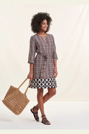 La Fee Maraboutee Robe courte terracotta à imprimé manches 3/4