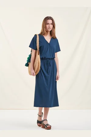 La Fee Maraboutee Robe mi-longue en jersey lyocell bleu pétrole