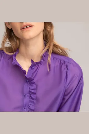 La Redoute Blouse Col Montant Volanté Manches Longues