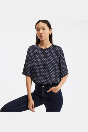 La Redoute Blouse Col Rond En Satin Motif Graphique