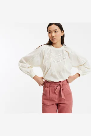 La Redoute Blouse Col Rond Voile De Coton Et Broderies