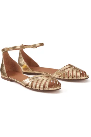 La Redoute Sandales Bride Cheville Talon Plat Cuir Métallisé