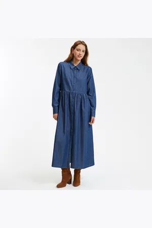 La Redoute Robe Longue En Denim Manches Longues