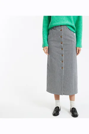 La Redoute Jupe Droite Boutonnée Rayée