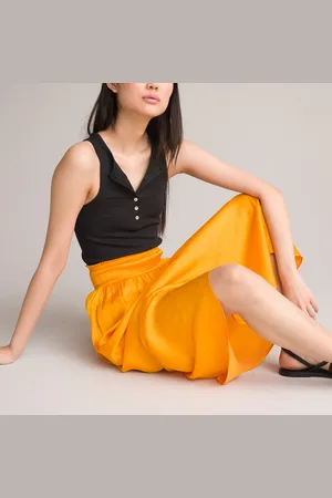 La Redoute Jupe Midi Évasée Ceinture Smockée