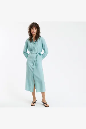 La Redoute Robe Droite Longue Ceinturée Col Mao