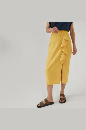 La Redoute Jupe Droite À Jabot Longueur Midi