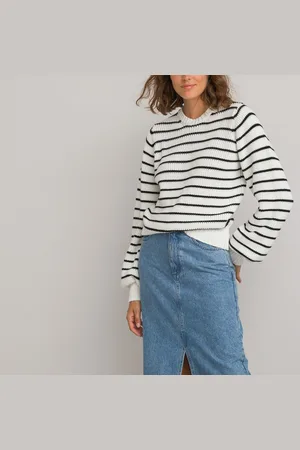 La Redoute Pull Col Rond Rayé Maille Côtelée
