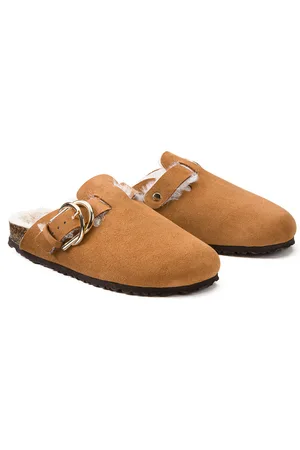 La Redoute Mules Sabots Fourrées En Cuir Suédé