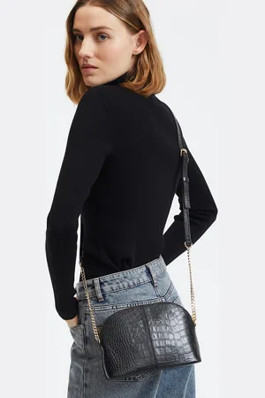 La Redoute Sac À Main Demi-lune En Cuir Effet Croco