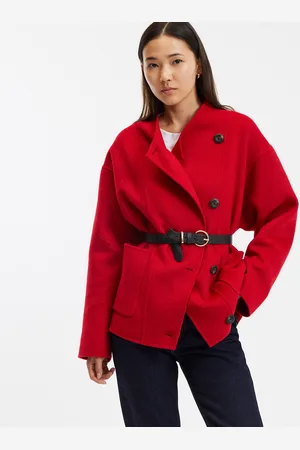 La Redoute Manteau Court Boutonné En Laine Mélangée