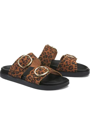 La Redoute Mules En Cuir Imprimé Léopard Signature Salome