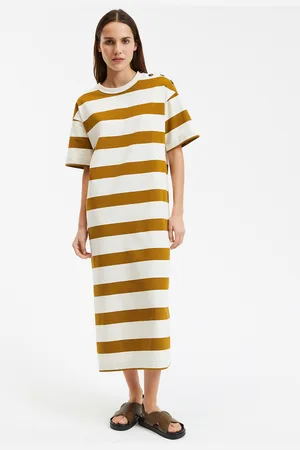 La Redoute Robe Longue Rayée Boutons Épaules Manches Courtes