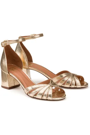 La Redoute Sandales En Cuir Métallisé À Talon Bride Cheville