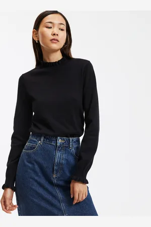 La Redoute Pull Col Montant Volanté Manches Longues En Coton