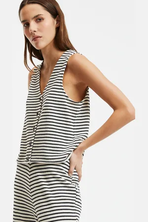 La Redoute Tee Shirt Col Rond Sans Manches À Rayures