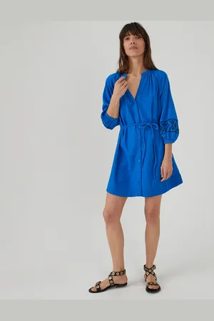 La Redoute Robe Évasée Courte Manches Longues Brodées