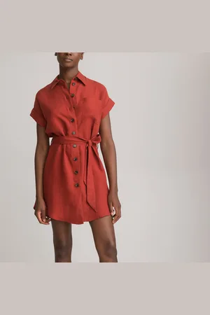 La Redoute Robe-chemise Courte Mélange Lyocell Et Lin